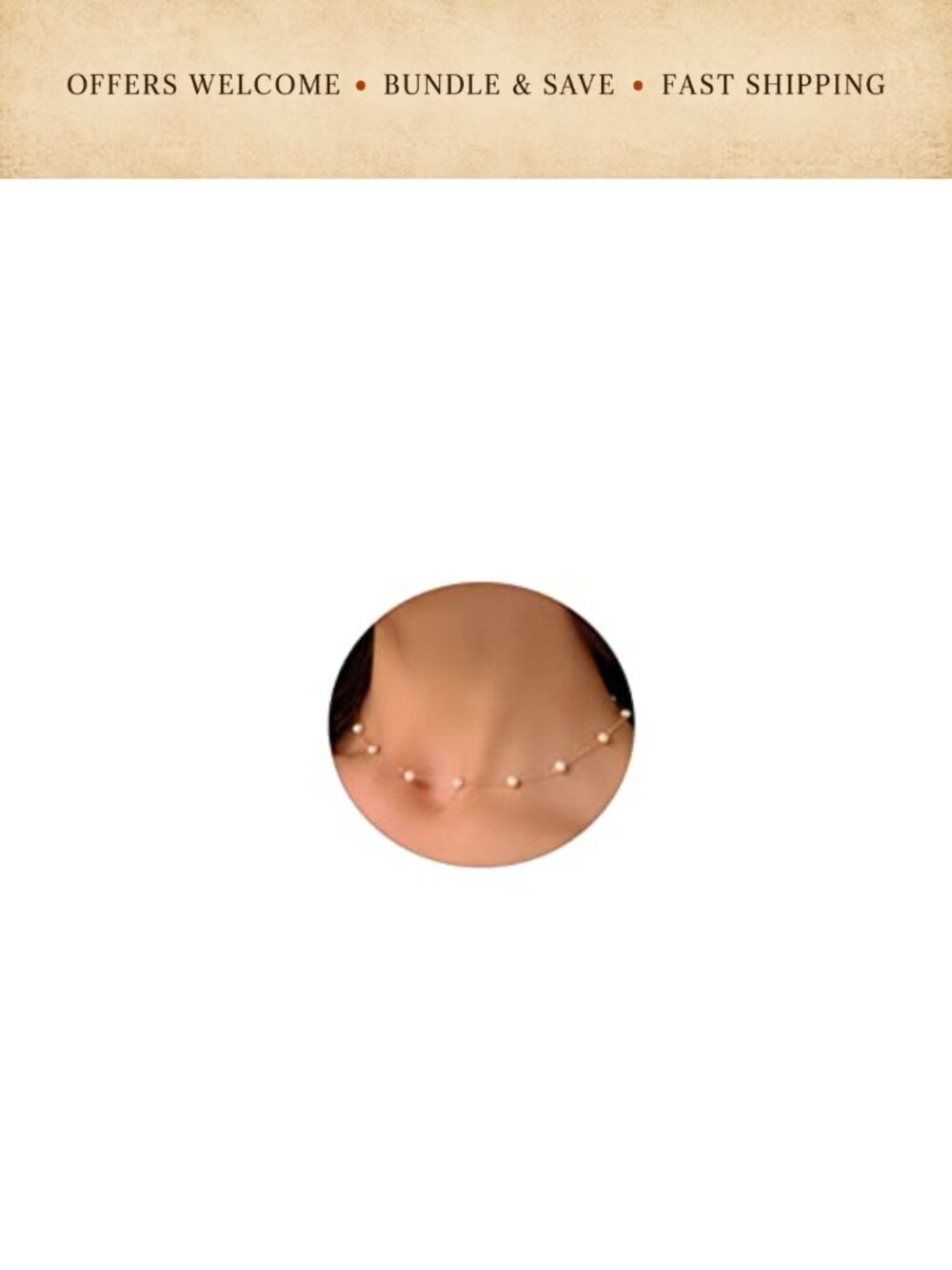 Pearl Choker Necklace Stainless Steel 18K Gold Plated Women